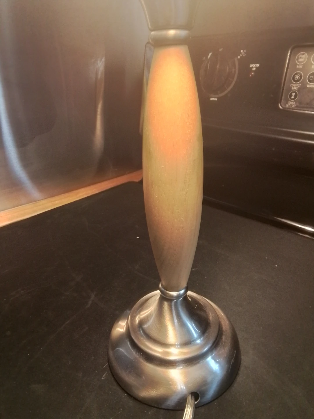 Stained Glass Table Lamp with Wood Accent - photo 3