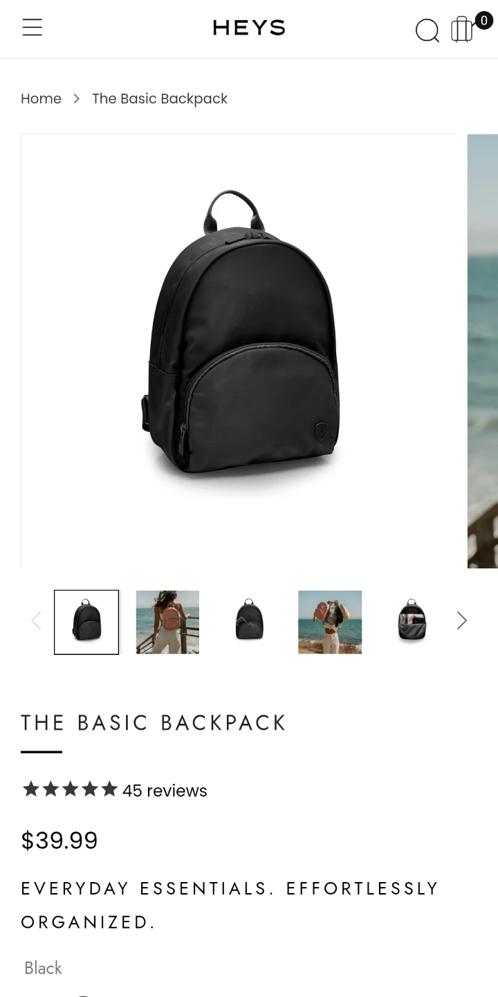 BNWT! HEYS The Basic Backpack (Black and Blue) - photo 4