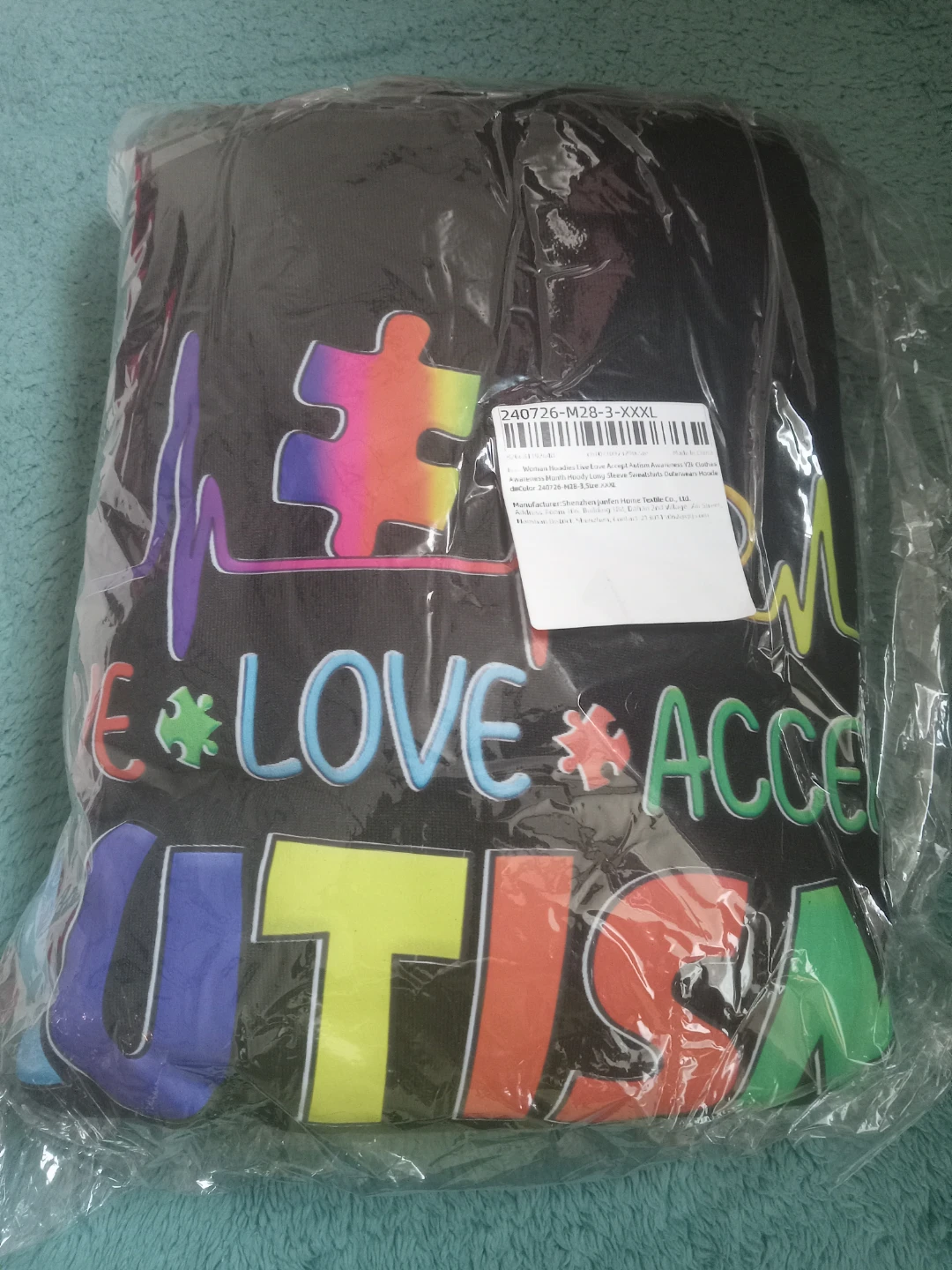 New!!! Black Autism Awareness Hoodie. (Size: XL) - photo 2