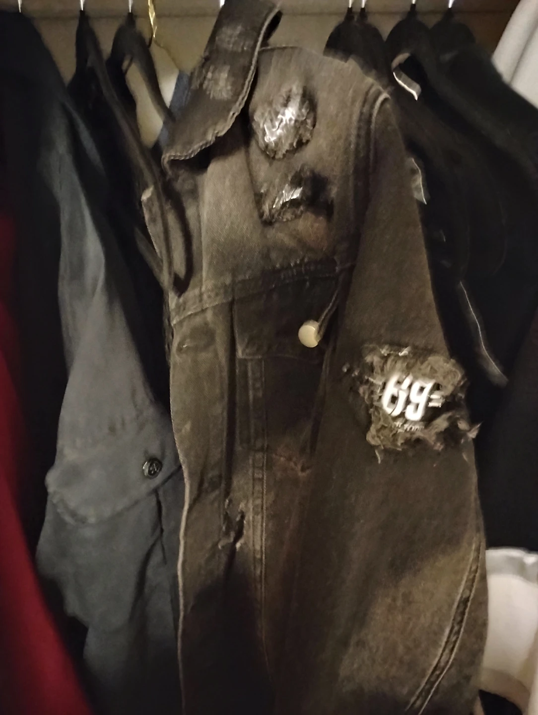 Distressed Denim Jacket with Patches - photo 2
