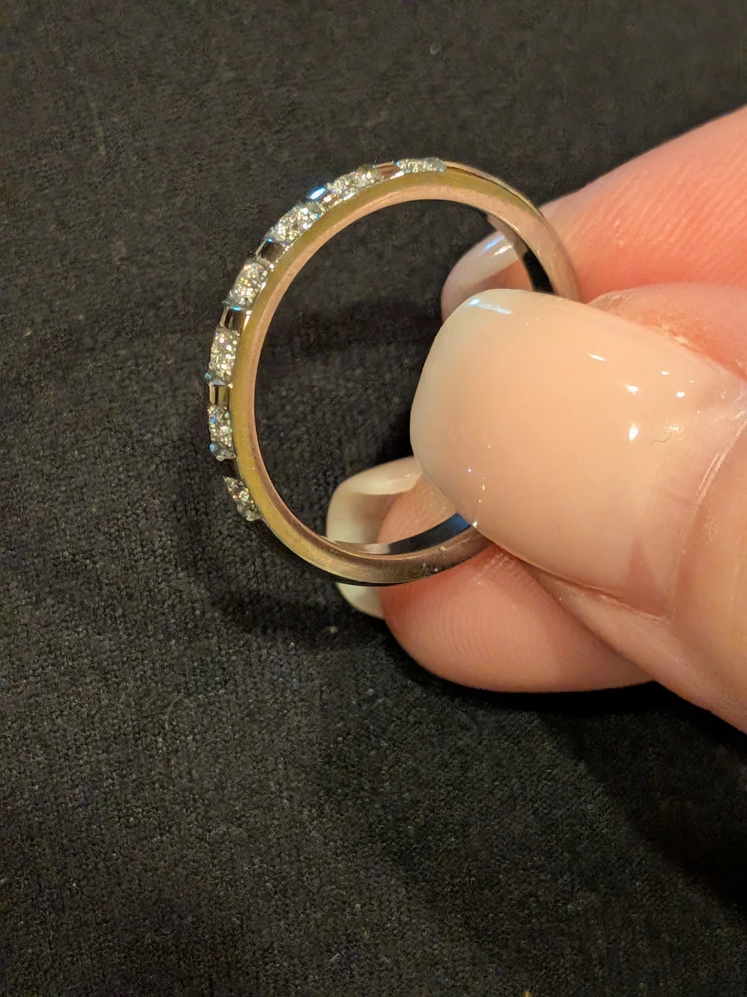 Size 7 Sparkly Spaced Half Eternity Band Ring - photo 4