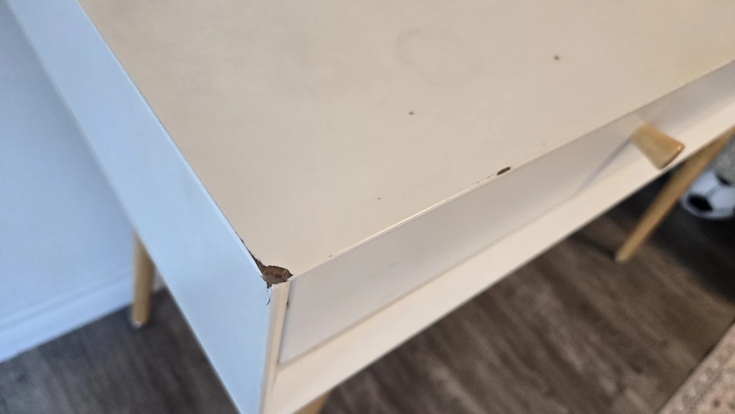 White 2-Drawer Desk with Wood Legs - photo 5