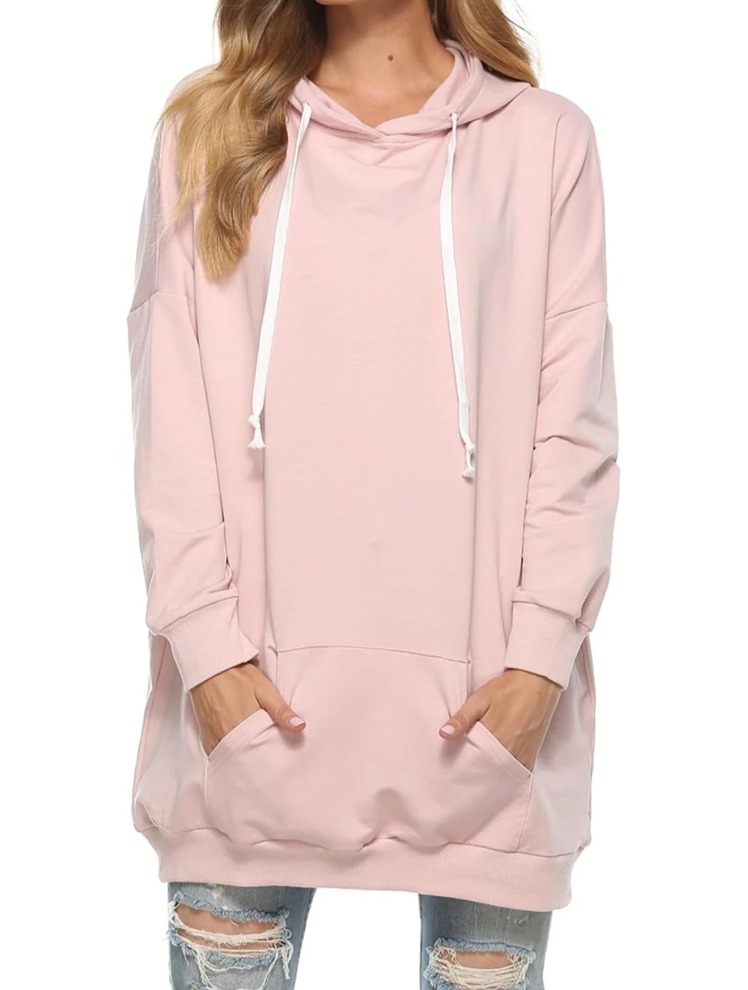 Famulily Hoodie Long Hooded Tunic Sweatshirt w/ Pockets