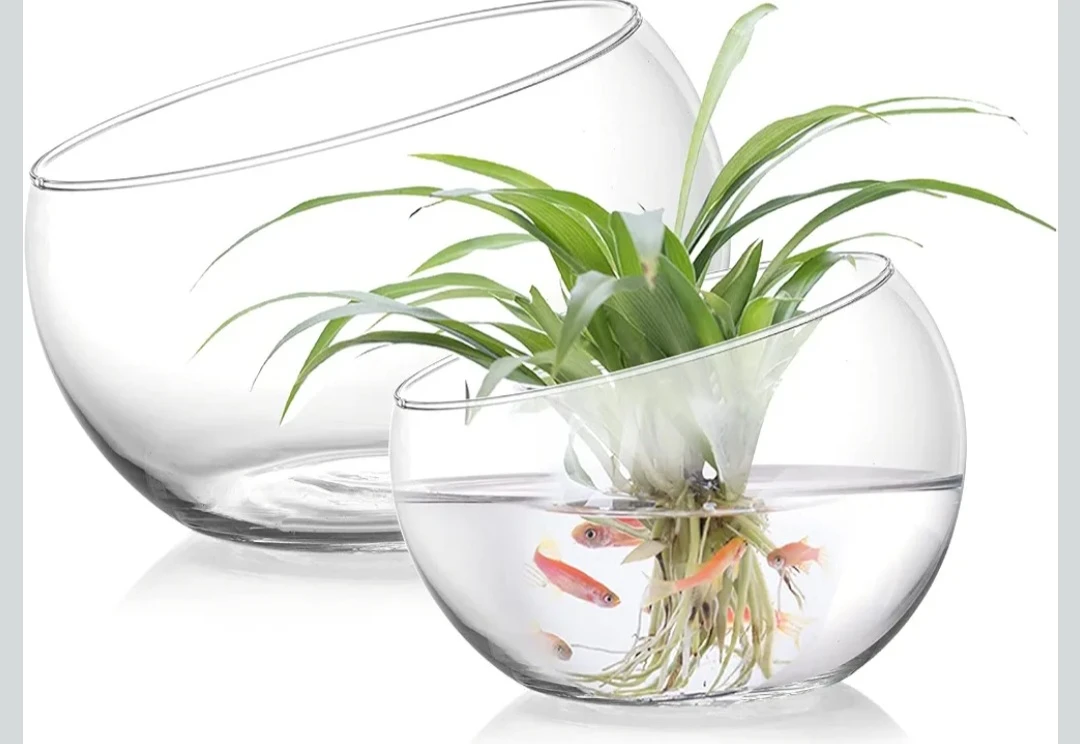 YOUEON 2 Pcs Glass Slant Cut Bowl Vase - photo 3