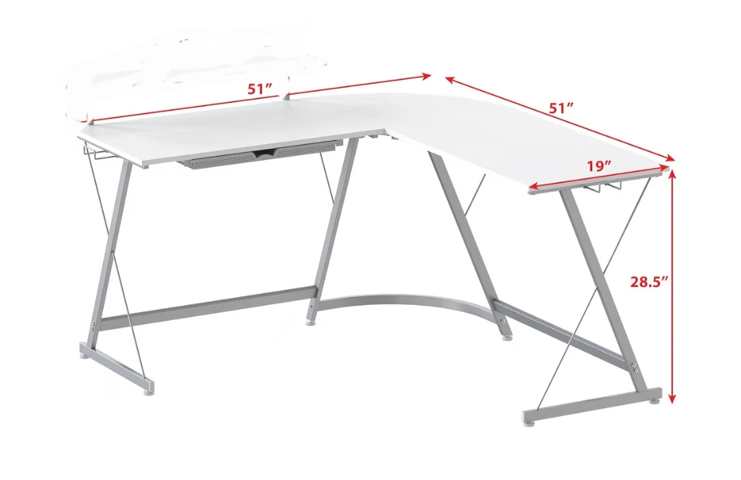 White L-Shaped Desk - photo 2