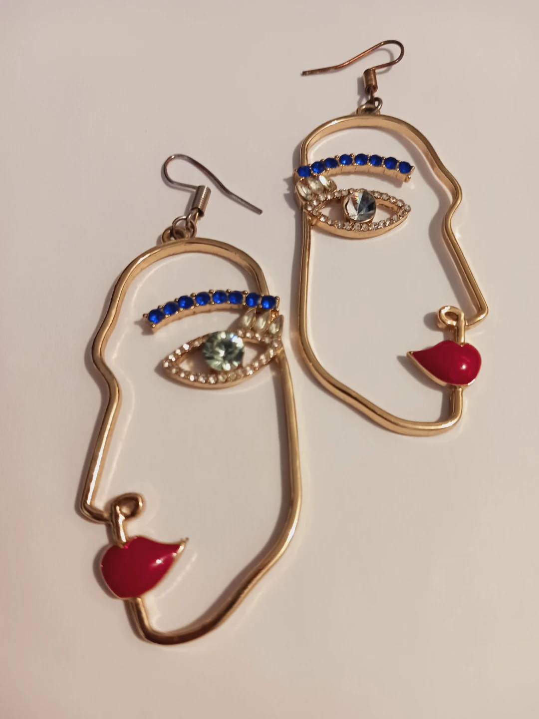 PICASSO Abstract Face Dangle Earrings with Rhinestones - photo 3