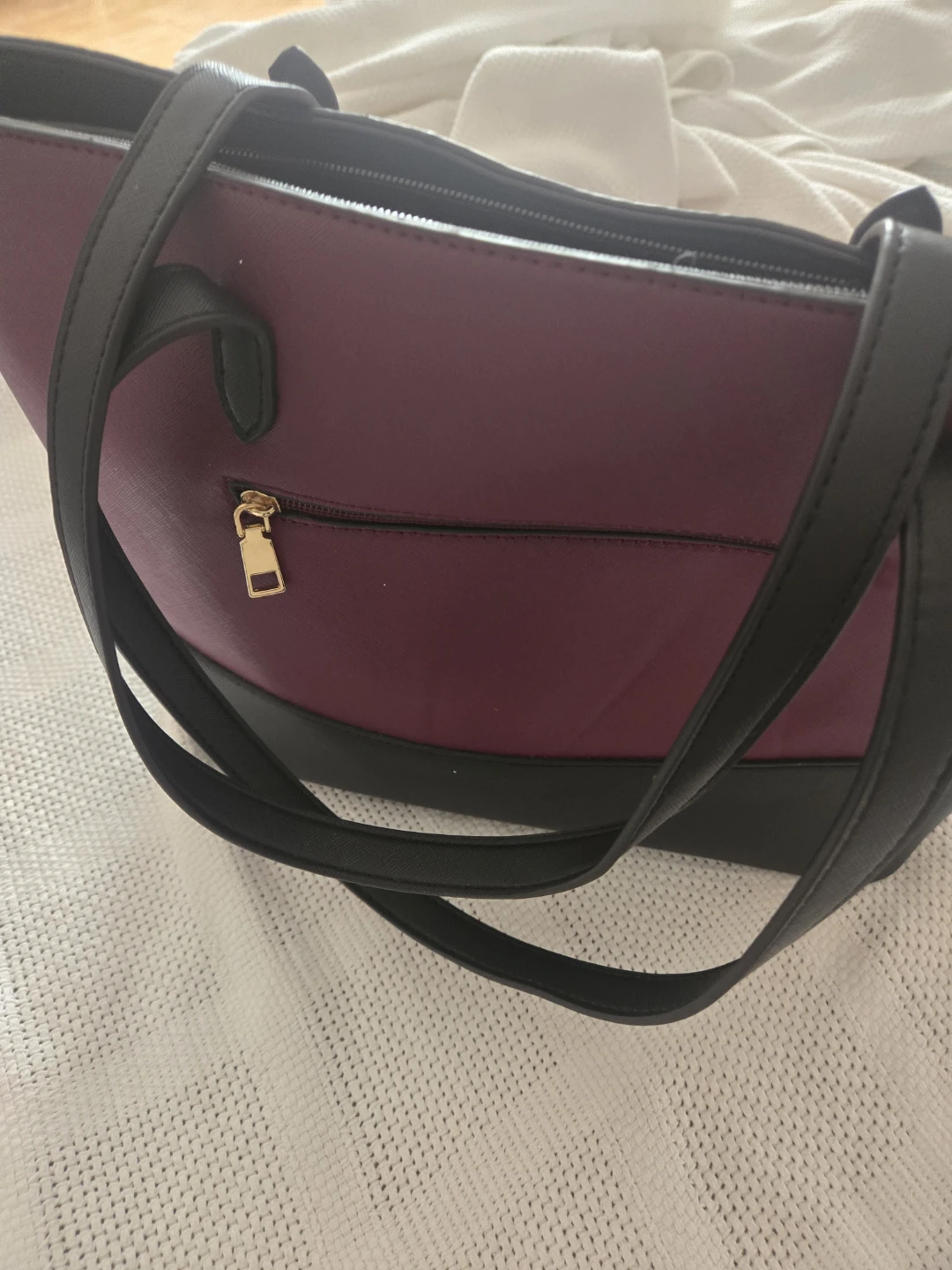 Tote Handbag - Burgundy & Black - photo 2