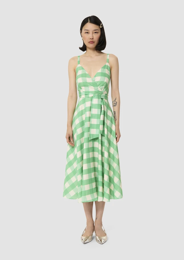 BRAND NEW Boutique French design genuine linen check dress
