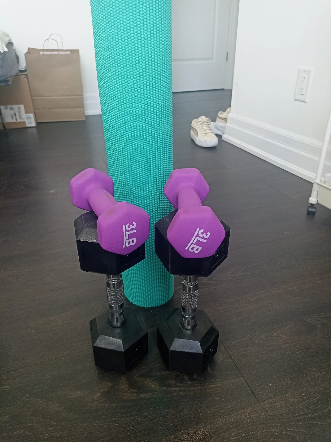 Two 3lb, two 10lb Dumbbells and Yoga Mat - photo 2