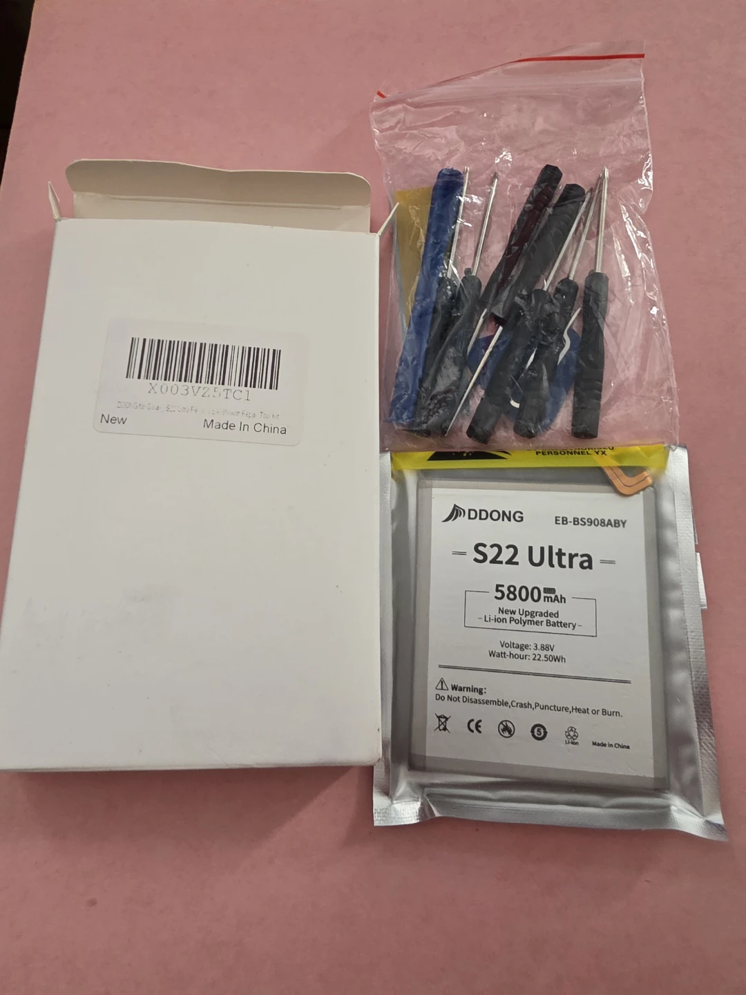 DDONG S22 Ultra Battery 5800mAh with Repair Tools