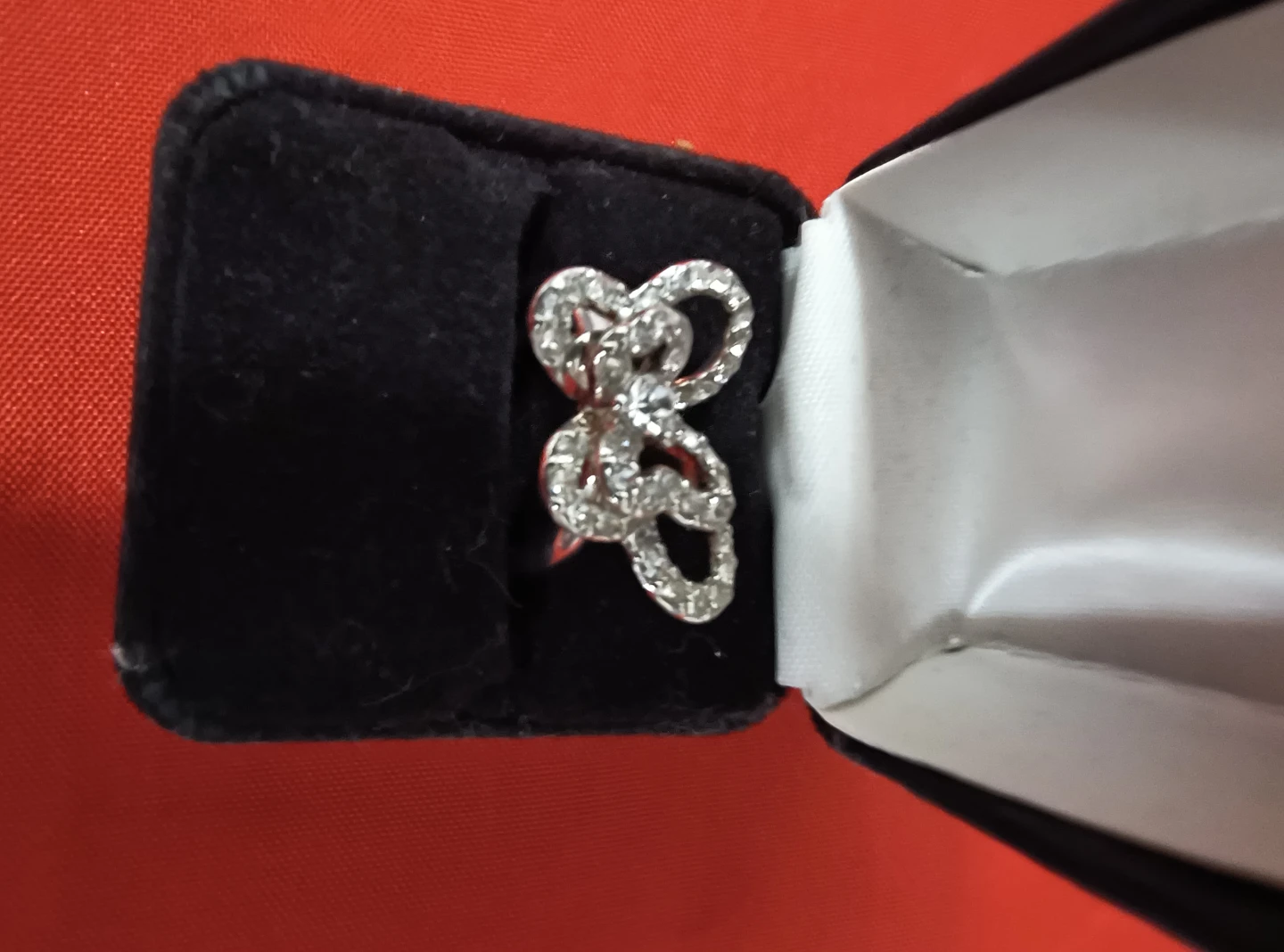 Silver Tone butterfly ring with stones - photo 3