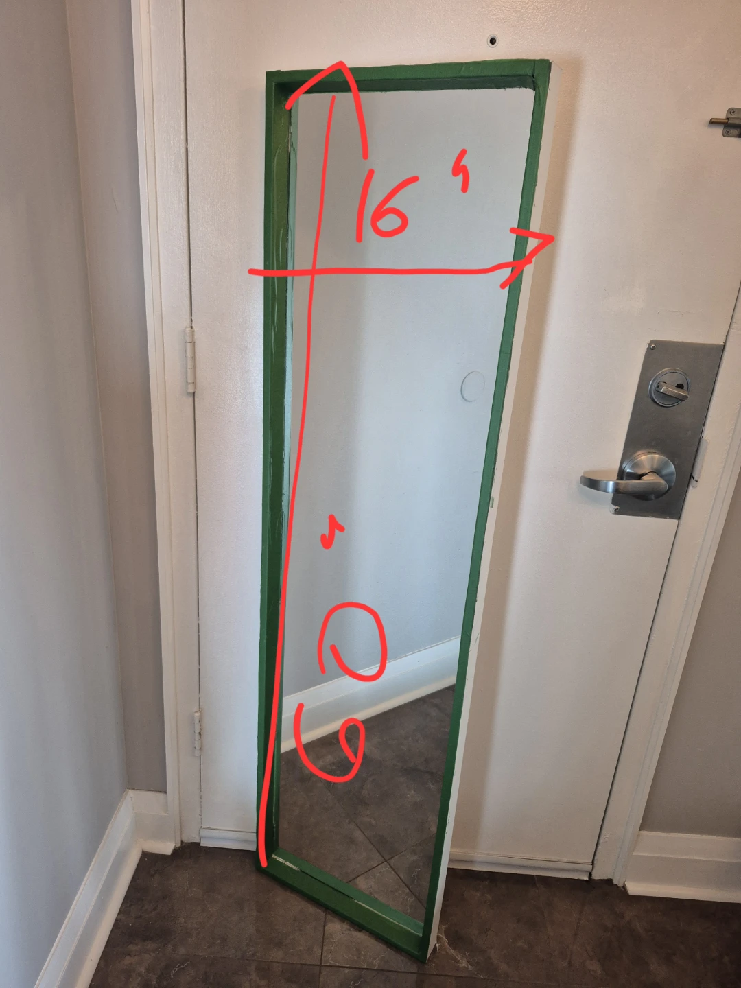 Full length wall mirror with green frame - photo 3