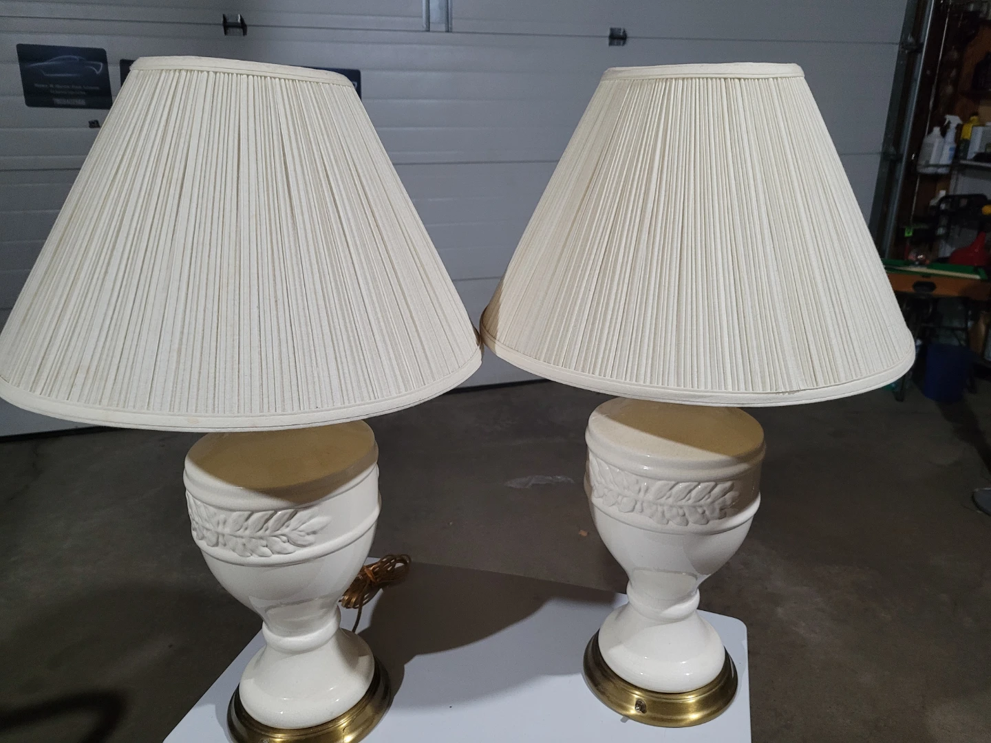 Pair of Cream Ceramic Table Lamps