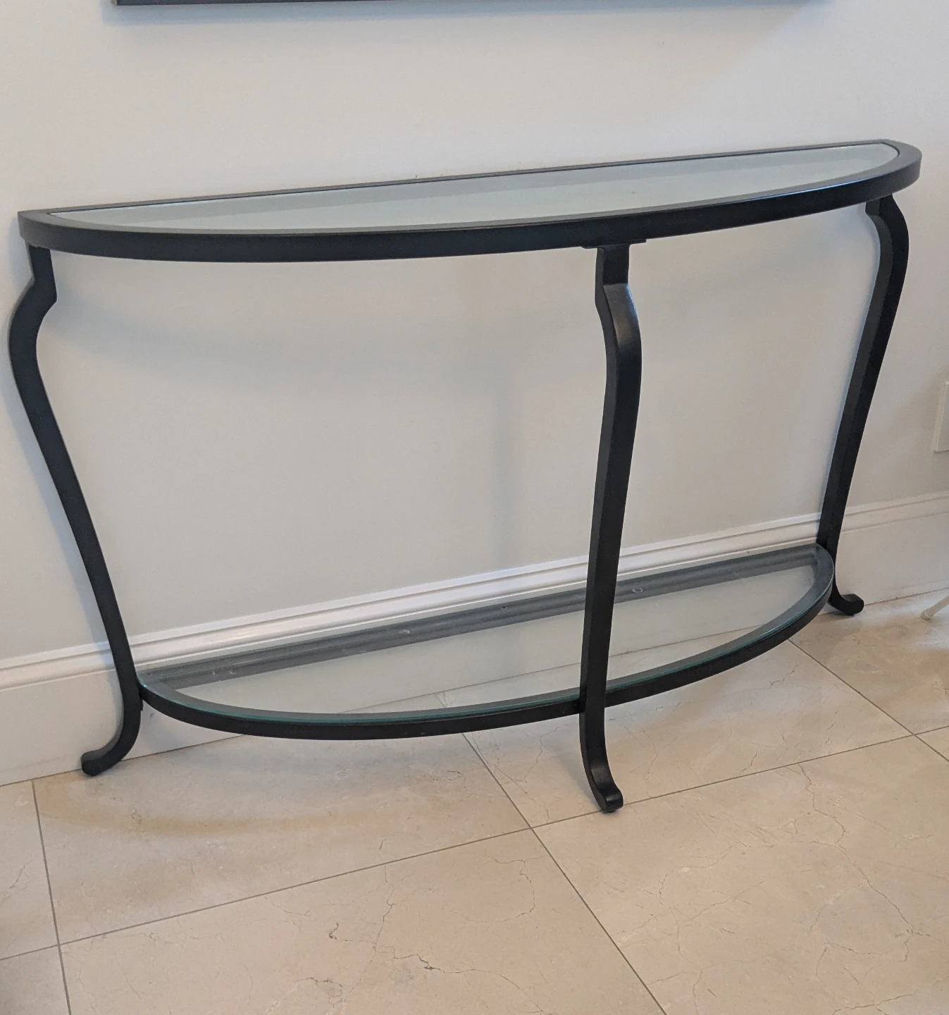 Round Glass & Metal Coffee Table & Console - photo 3