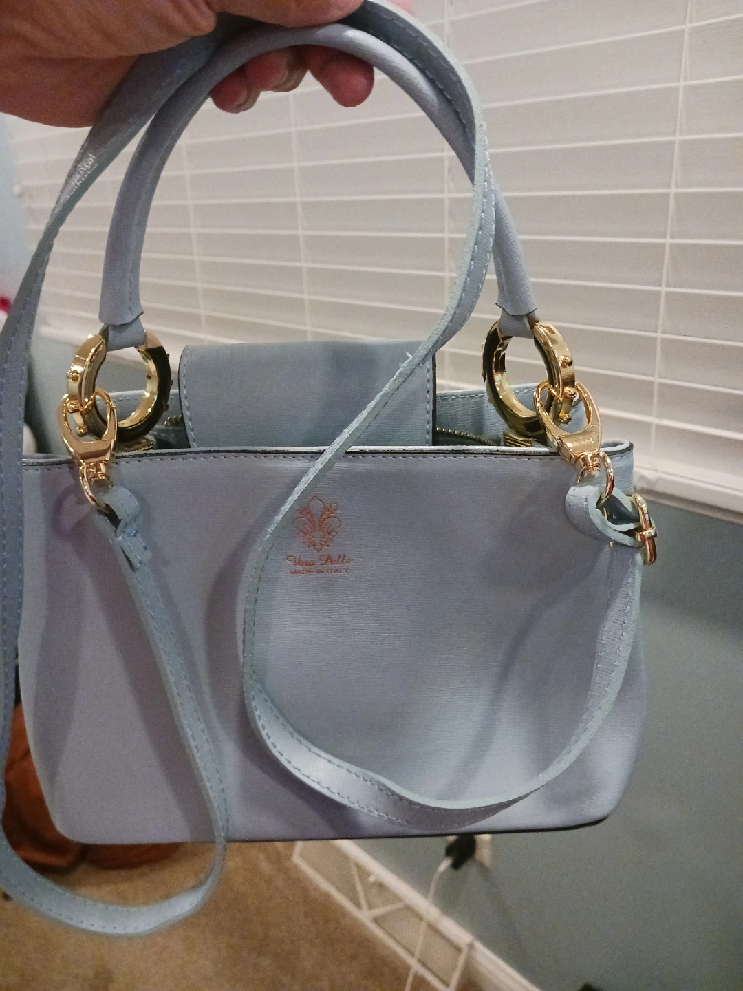 Vera Pelle Light Blue Handbag