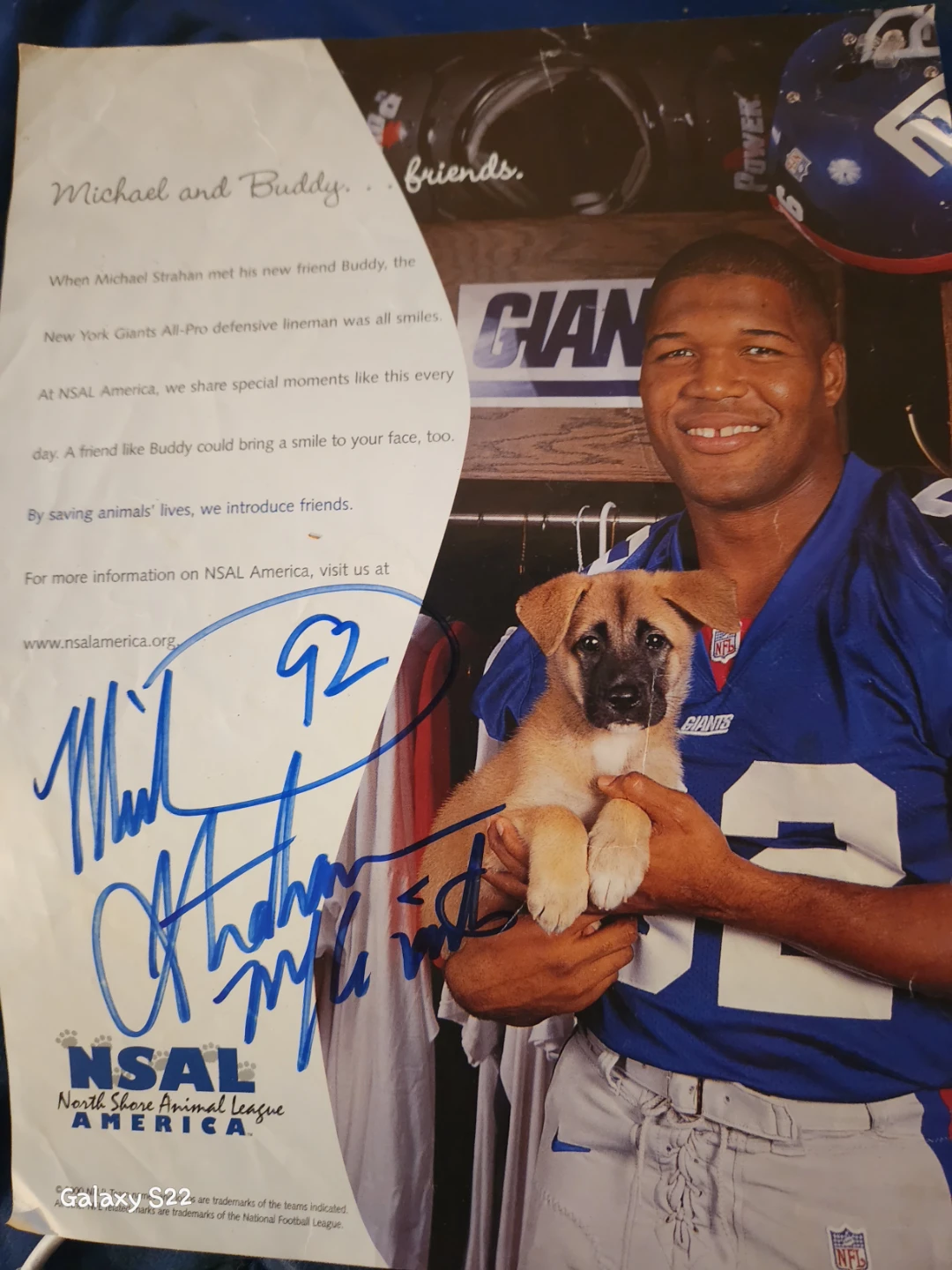 Michael Strahan Autographed Photo with Buddy