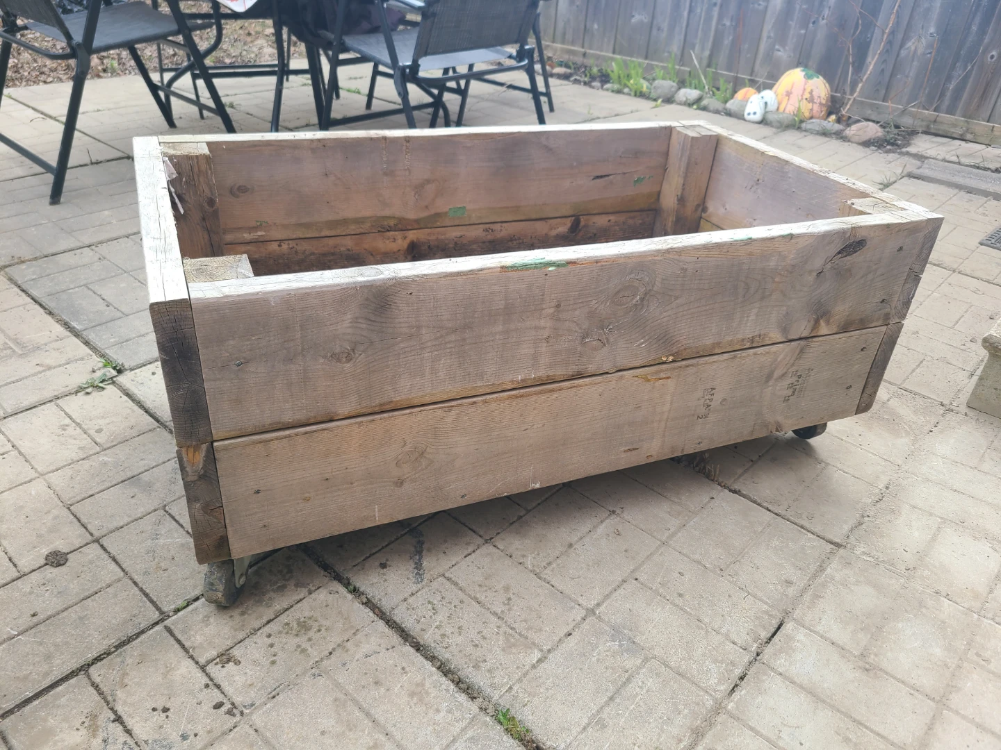 Sturdy Wooden Raised Garden Bed on Wheels — $50