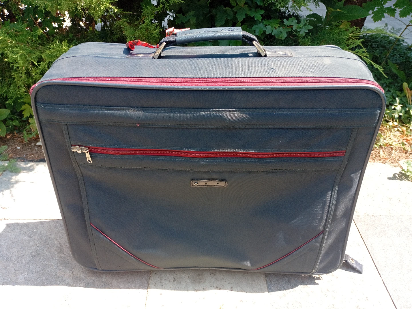 Dark Grey Suitcase with Red Trim