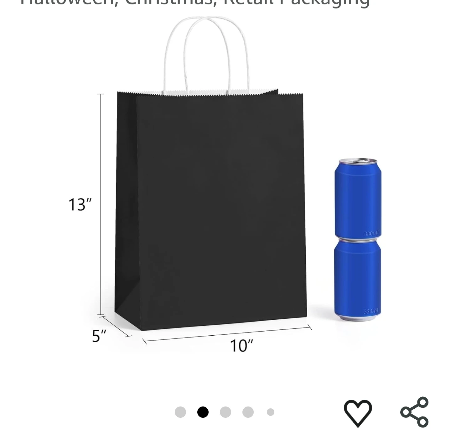 50 New BagDream Black Kraft Paper Gift Bags 10x5x13 Inch - photo 3