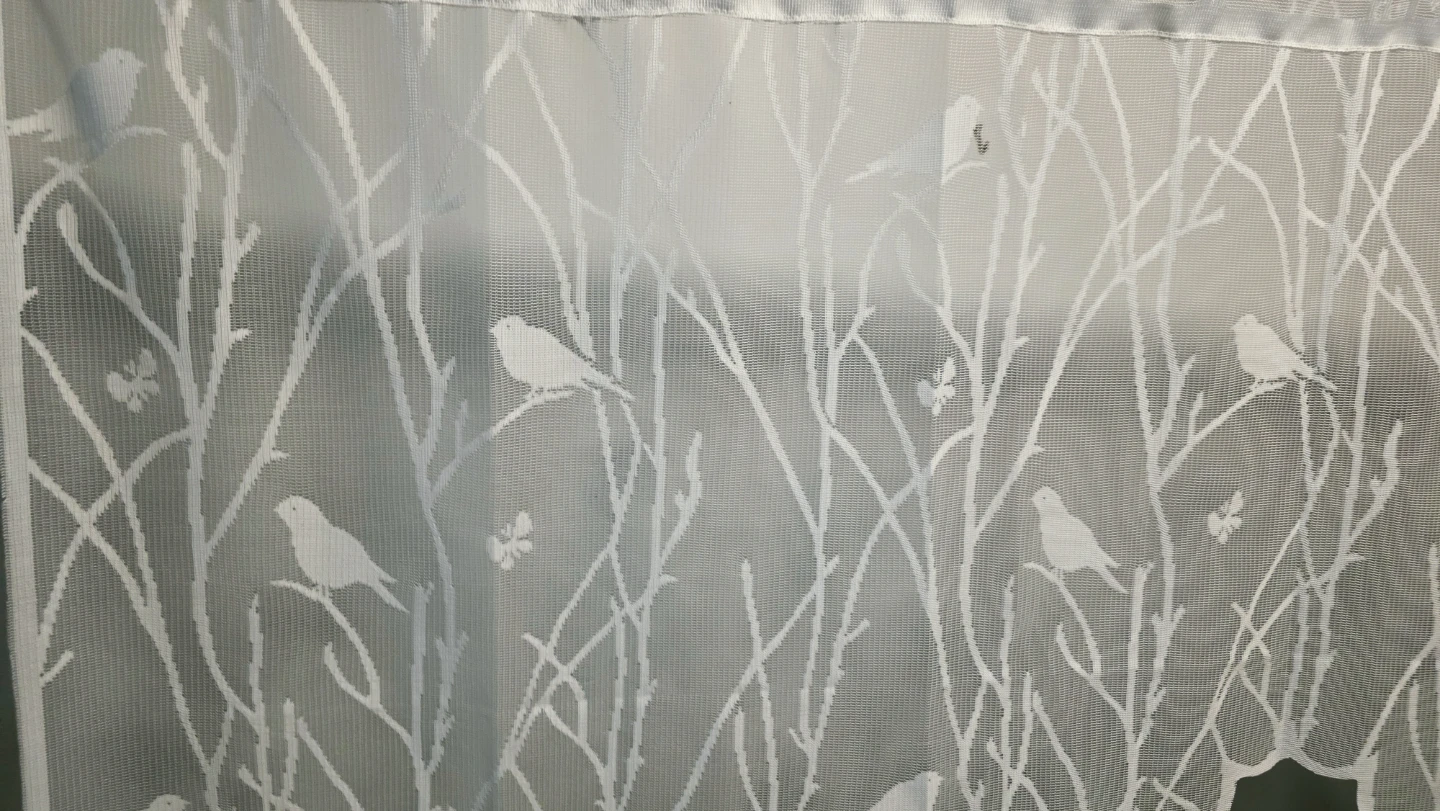 White Lace Valance with Birds and Branches Design - photo 2