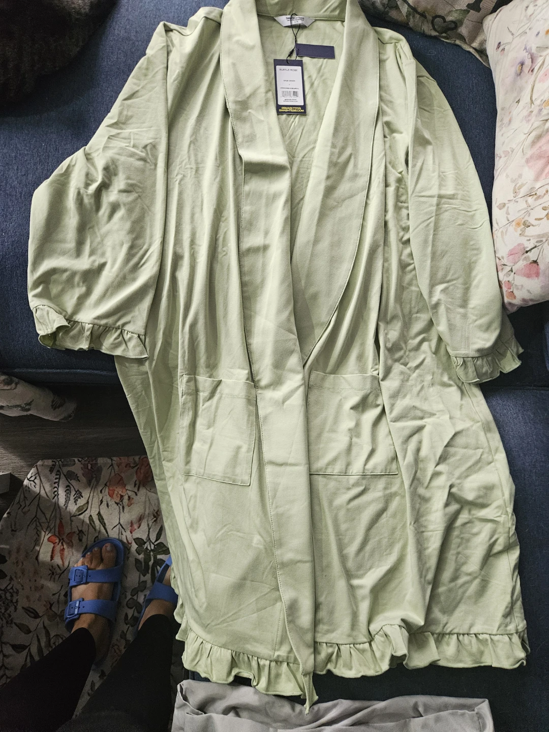 Smash + Tess Sage Green Ruffle Robe L/G