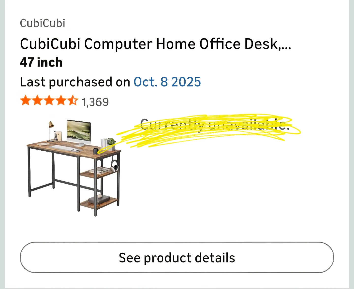Computer Home Office Desk  - 47 inch with Chair - photo 2