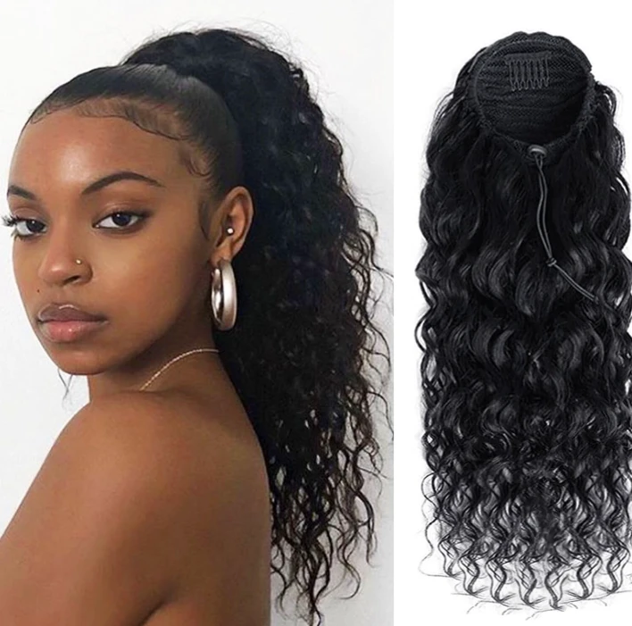 Wave Ponytail Extension - Natural Black 12-24 Inch