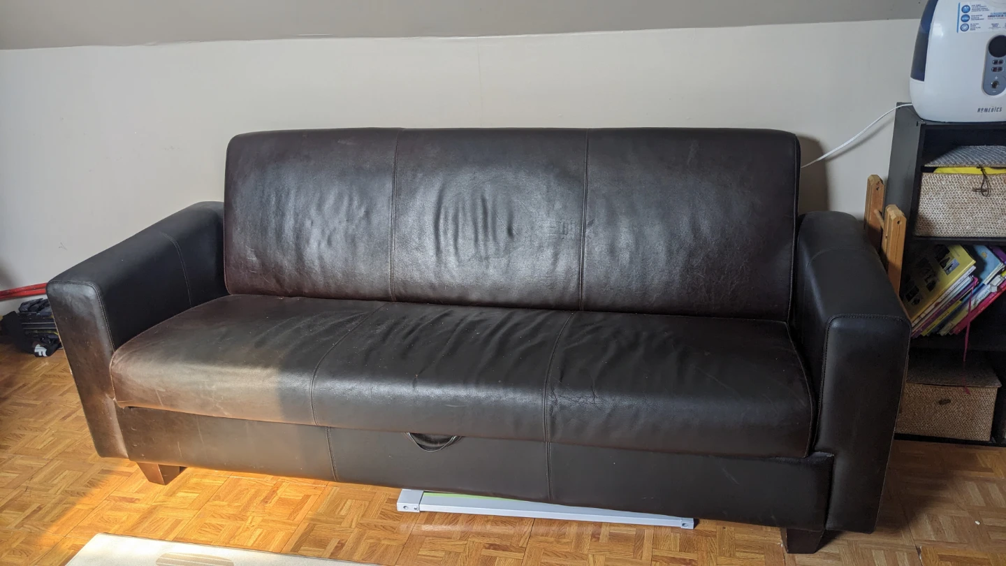 Dark Brown Faux Leather Futon Sofa