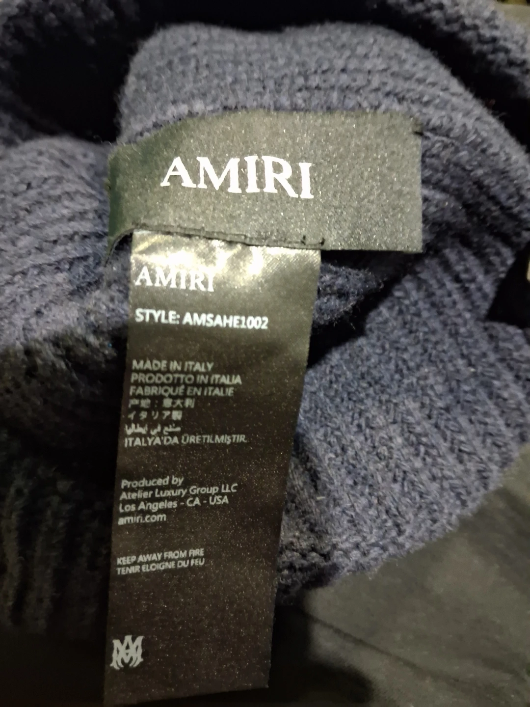 AMIRI Navy Ribbed Beanie - photo 3