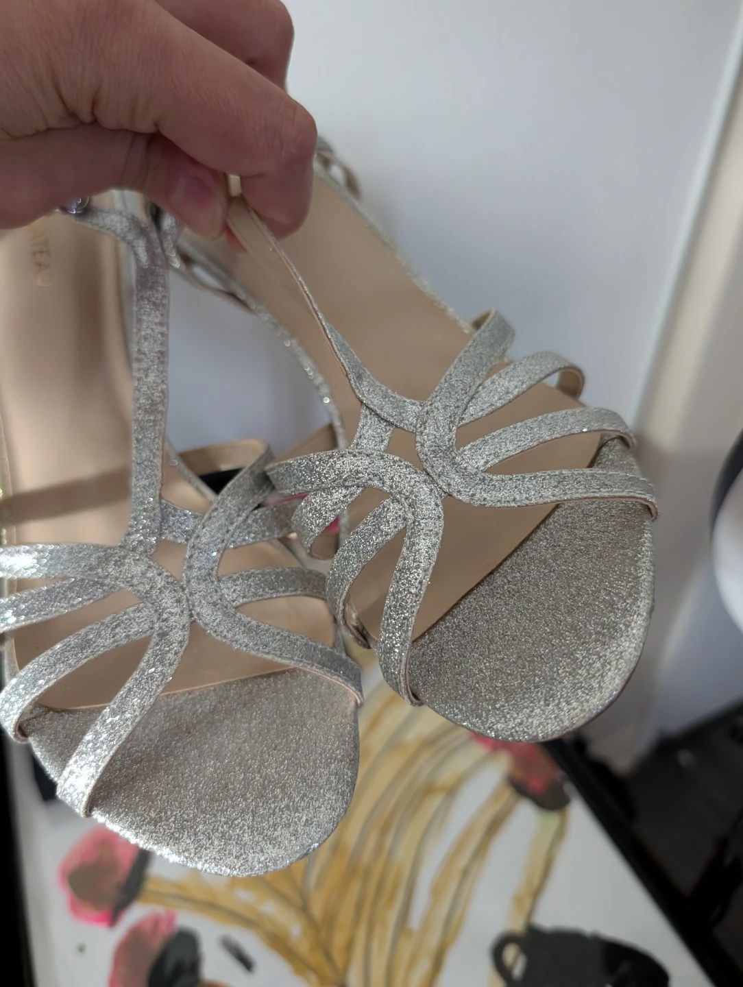 Sparkly Silver Strappy Sandals