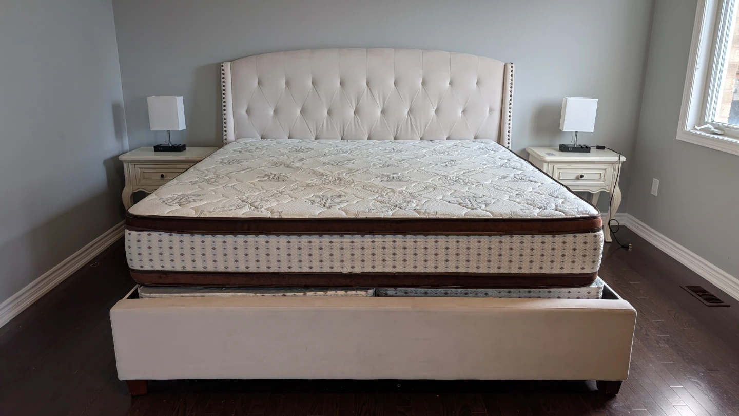 Tufted Upholstered King Bed Frame and Mattress