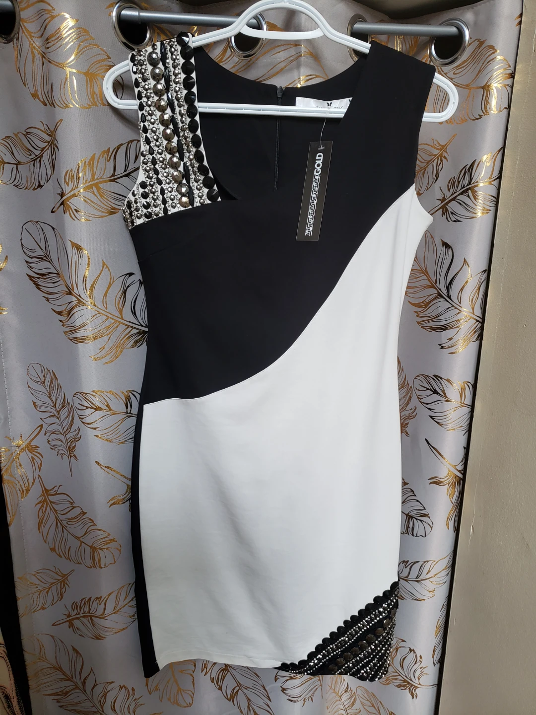 Black and White  Embellished Strass Dress