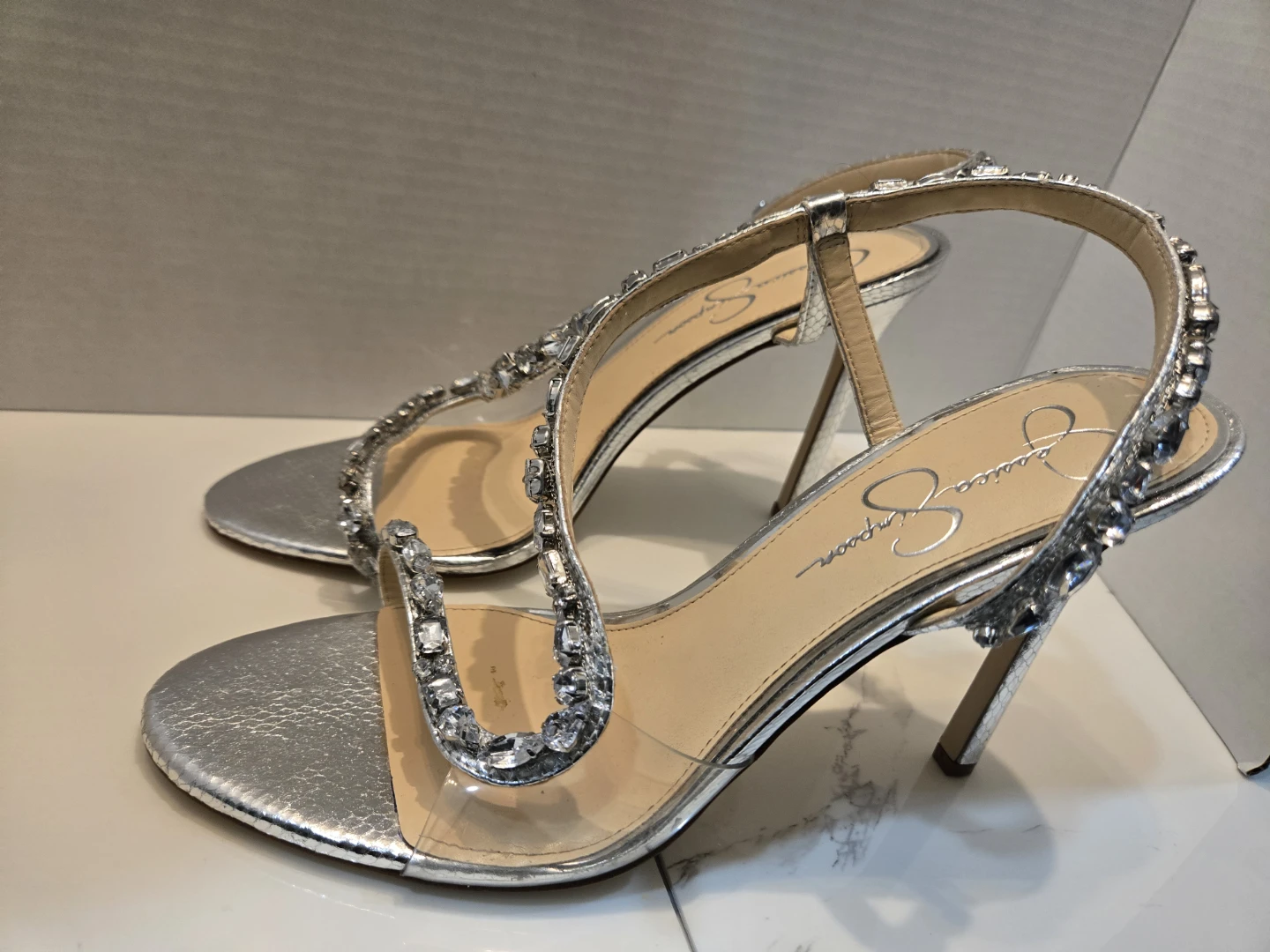 Jessica Simpson Silver Embellished Heels