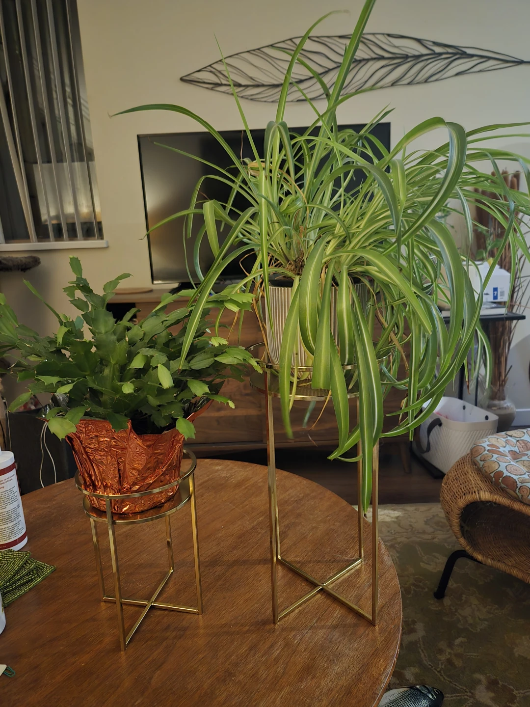 Set of 2 Gold Metal Plant Stands - photo 3