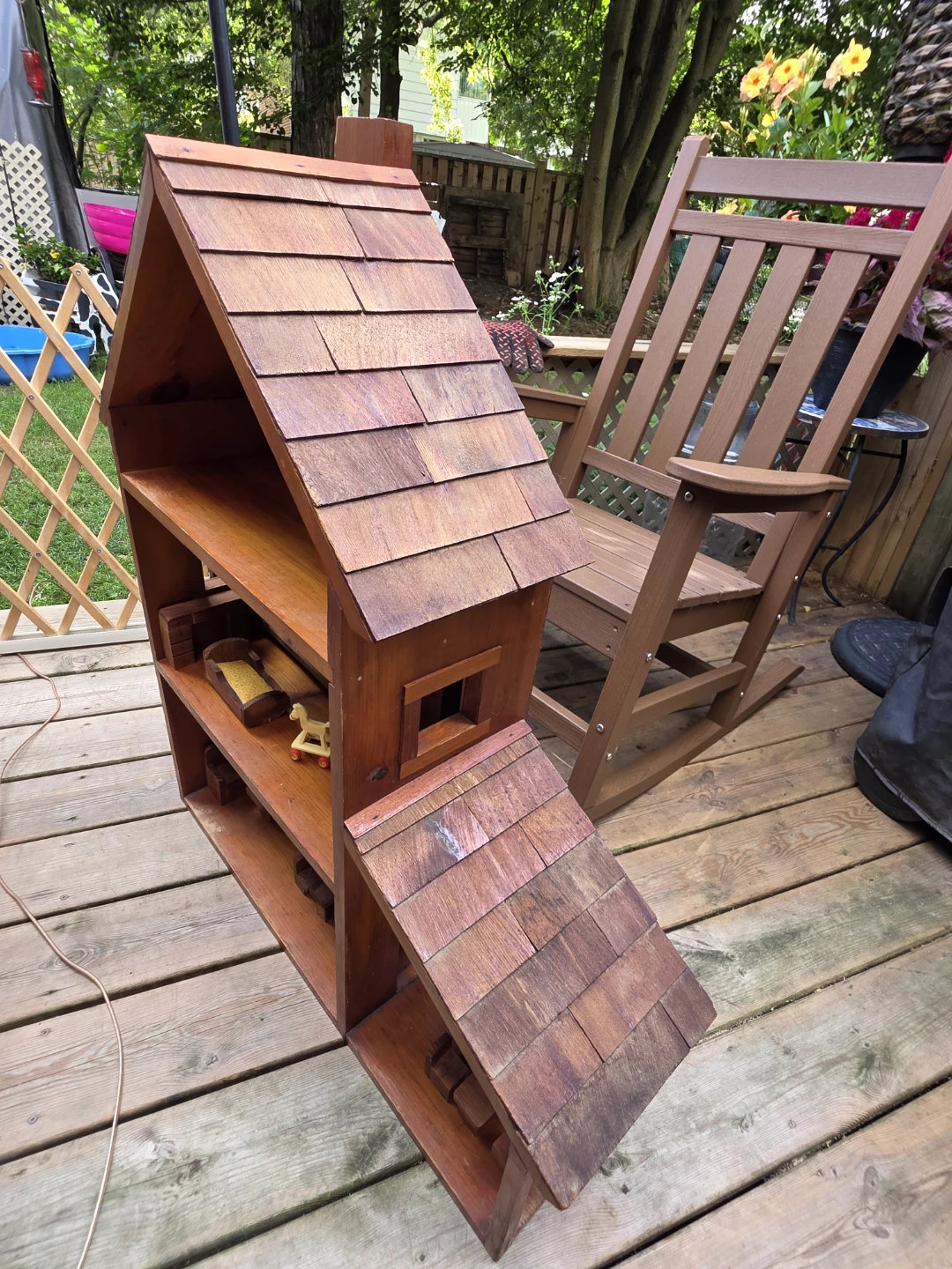 Vintage Handcrafted Wooden Dollhouse with Furniture Set - photo 2