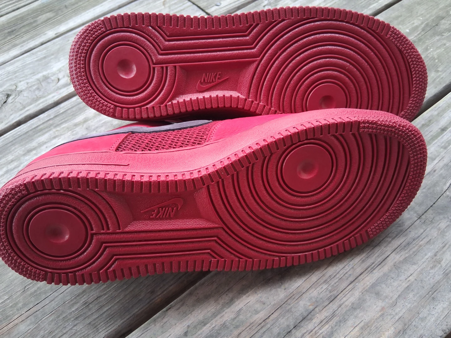 Nike Air Force 1 Red Suede Mesh Sneakers - photo 4