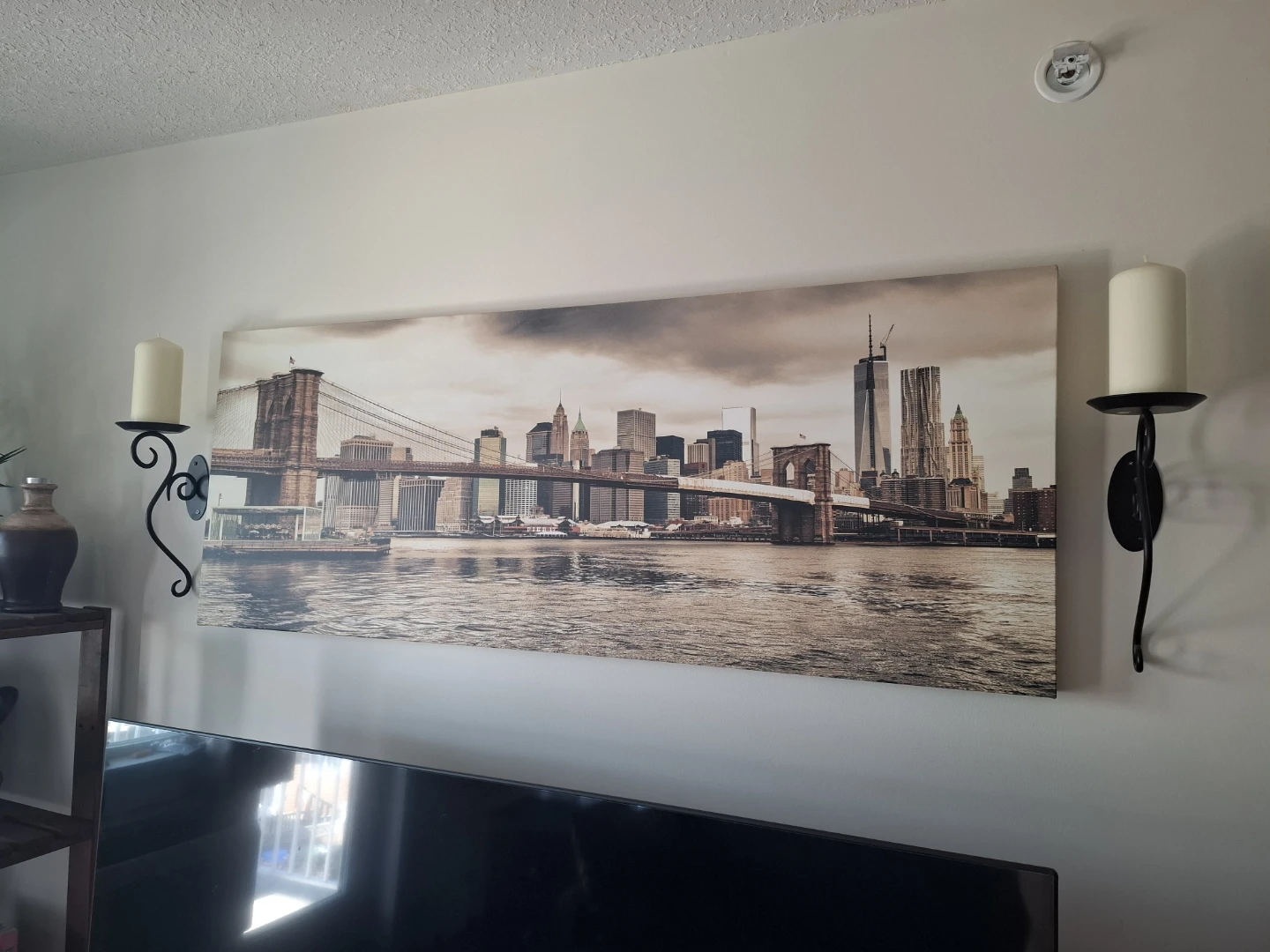 New York Painting and Candle Sconces