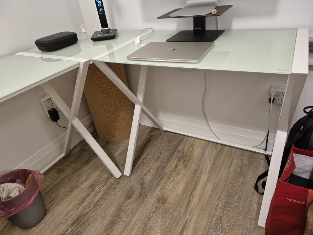 White and Glass L-Shaped Desk - photo 3