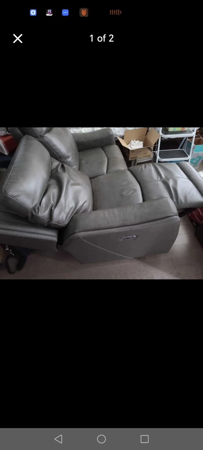 Leather 2 seat electronic recliner - photo 2