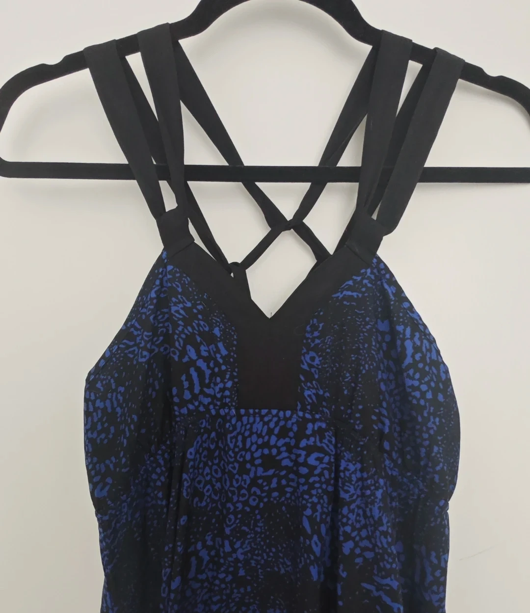 Royal Blue and Black Pattern Maxi Dress