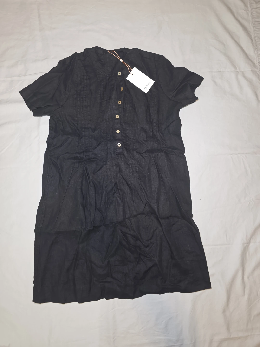 Quince Black Linen Blend Shirt Dress - photo 2