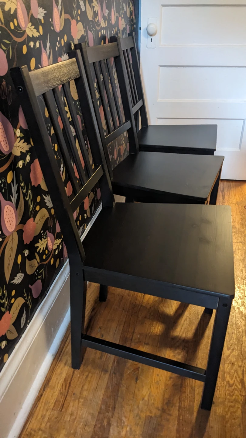 Set of 4 Stephan Ikea Black Wooden Dining Chairs - photo 5