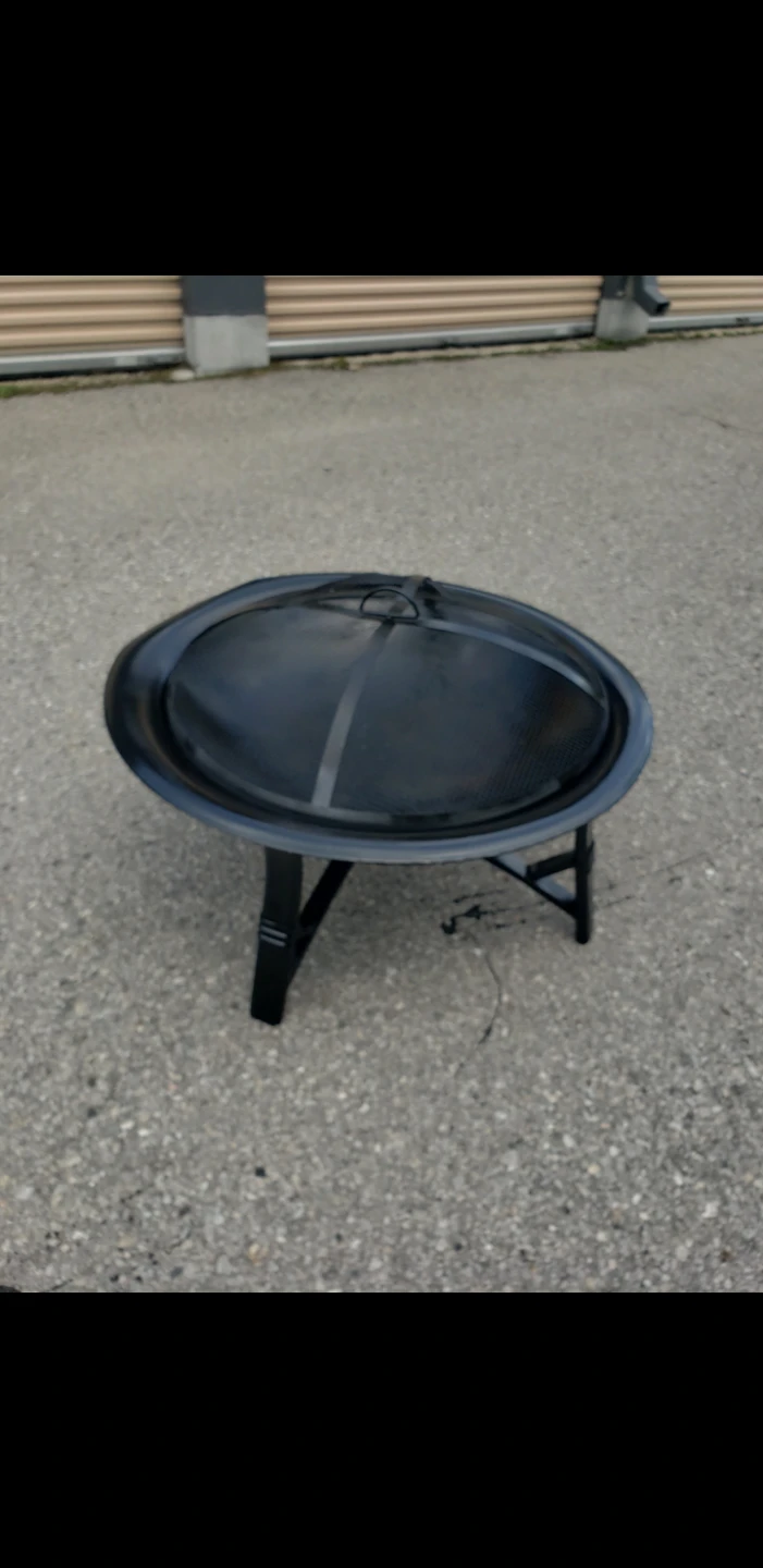 Black Metal Fire Pit with Lid