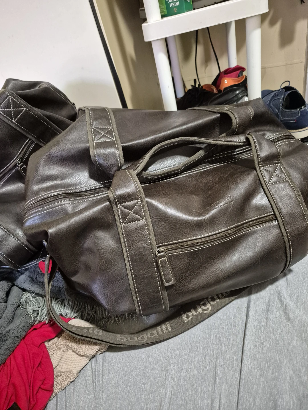 Bugatti Brown Faux Leather Duffle Bag - photo 2