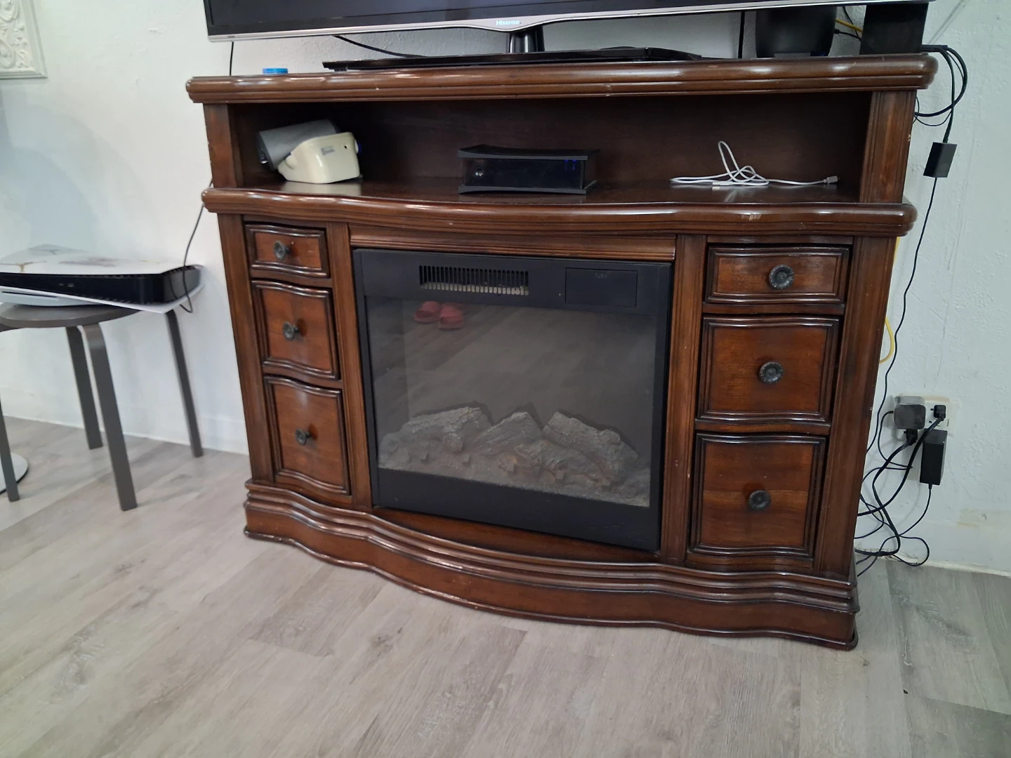 Wooden Electric Fireplace Entertainment Center