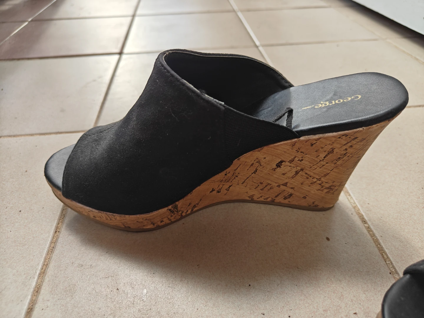 George Women's Black Wedge Mules Size 5 - photo 3