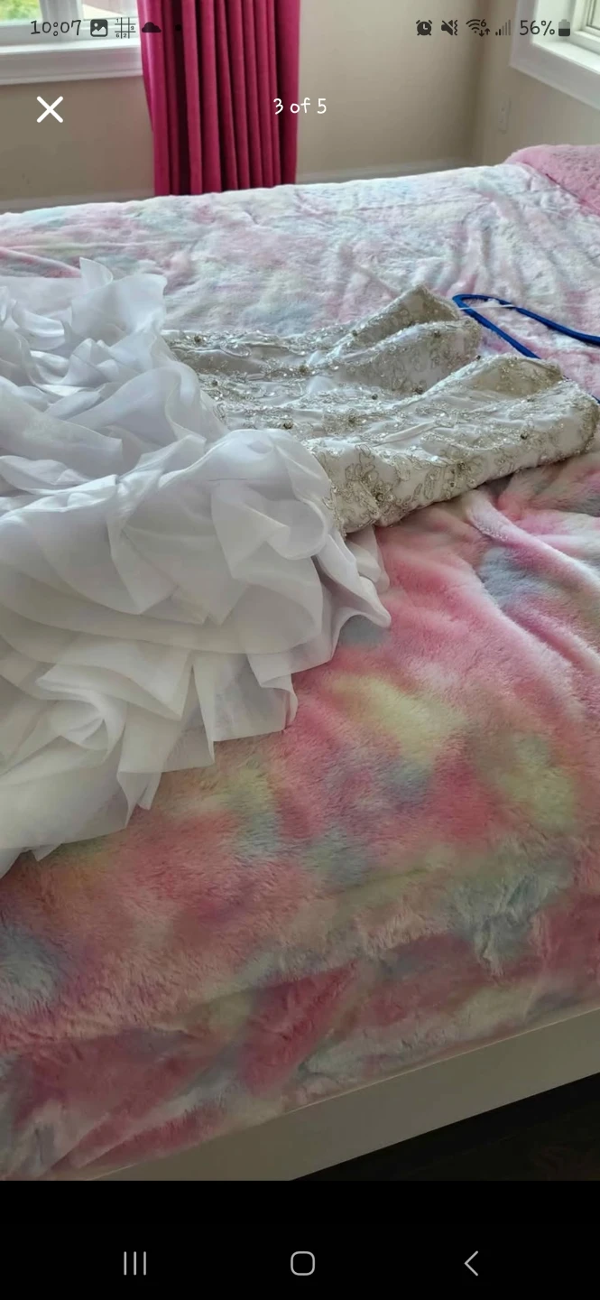 White Strapless Wedding Dress with Beading and Ruffles - photo 2