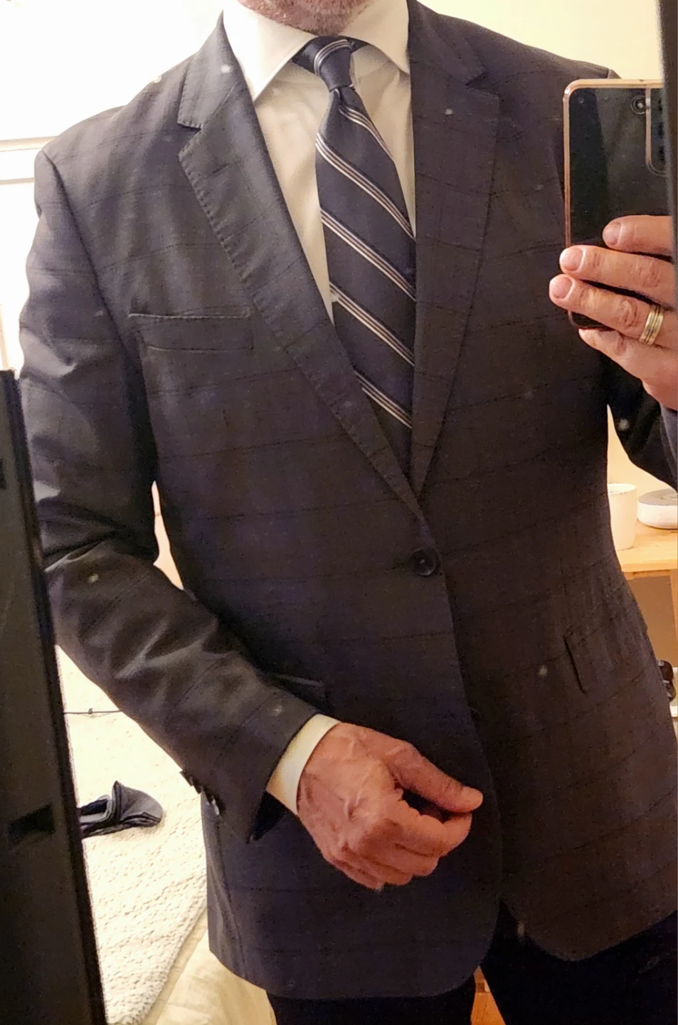 Harry Rosen Hugo Boss Grey Plaid Blazer 42