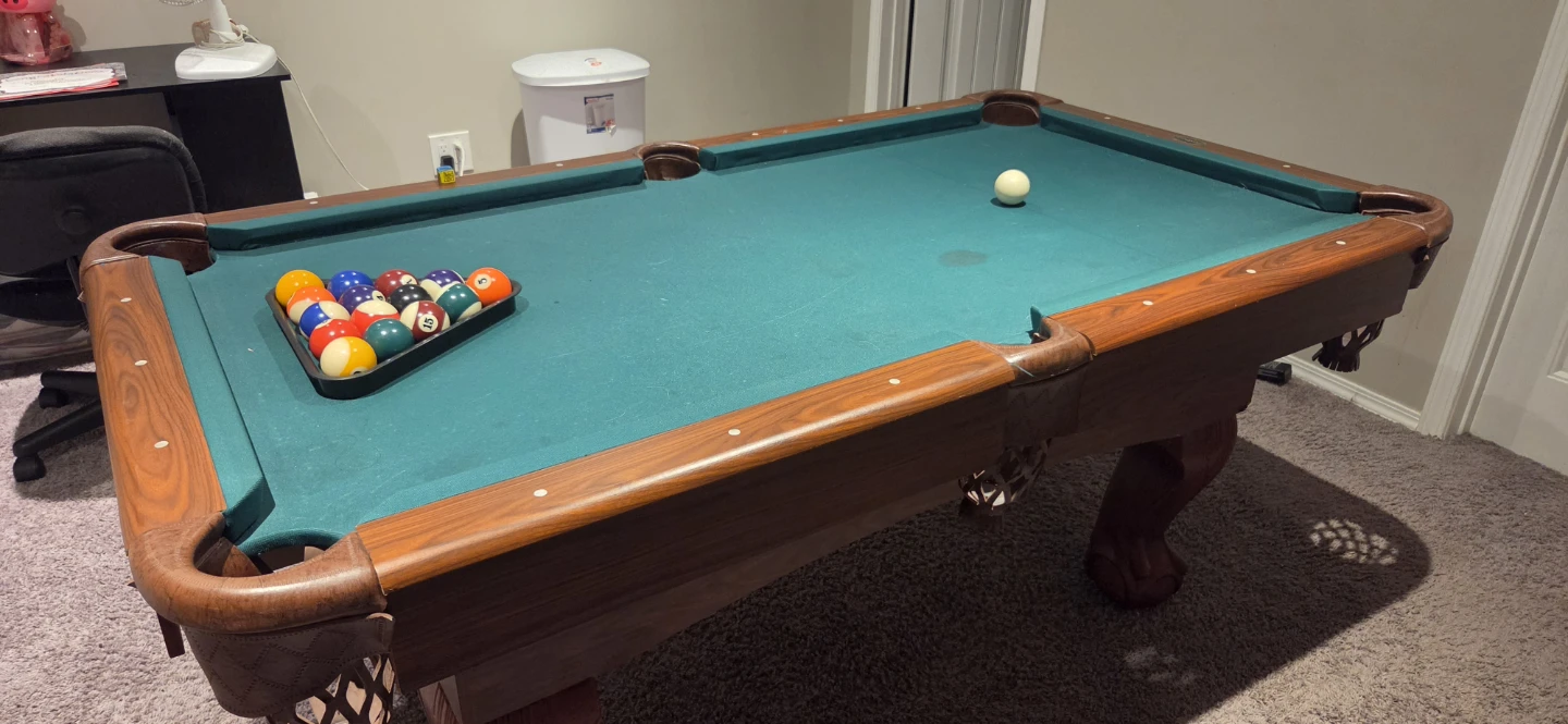 Pool Table with Balls and Rack