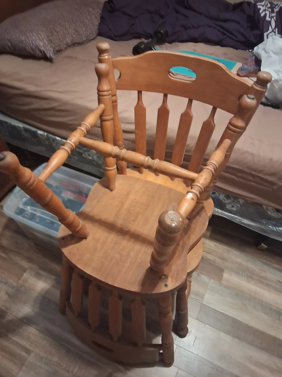 Two hardwood chairs.
